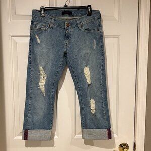 NWOT -LEVI'S Tilted 504 Distressed Cropped Jeans, Stretch, Cuffed, Stretch, Sz 9